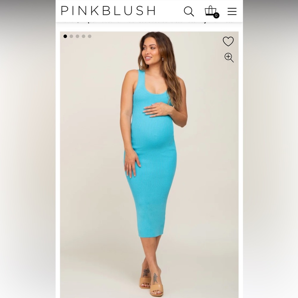 PinkBlush Maternity Ribbed Maternity Dress, Blue, NWOT, size M